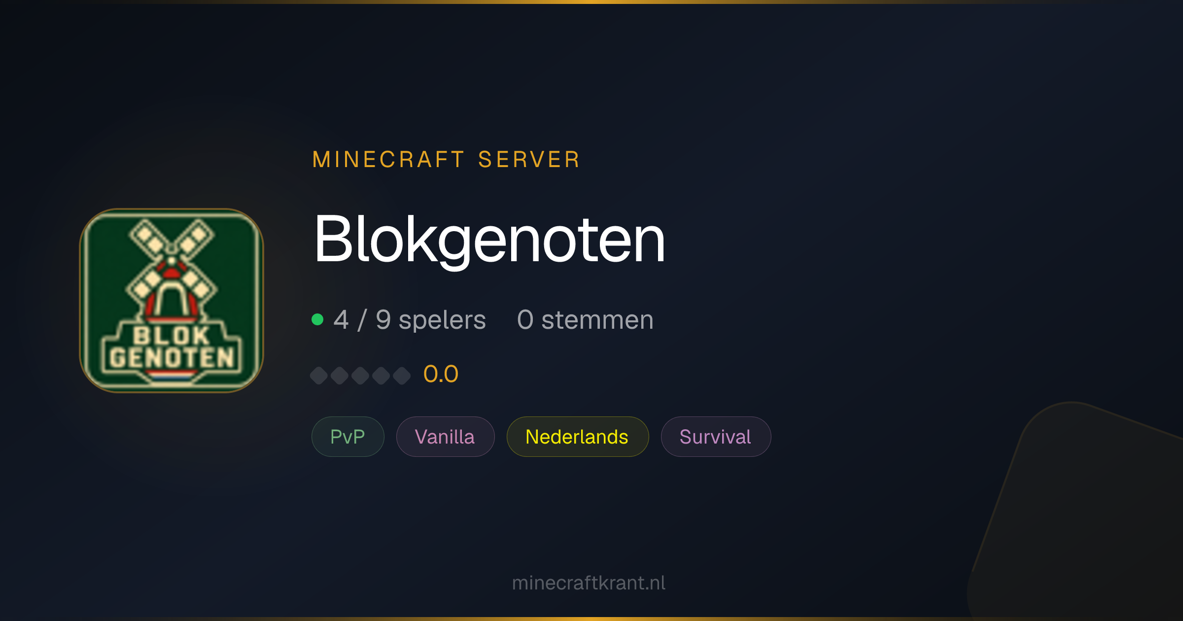 Blokgenoten — Minecraft Server IP & Info 2026 | MinecraftKrant