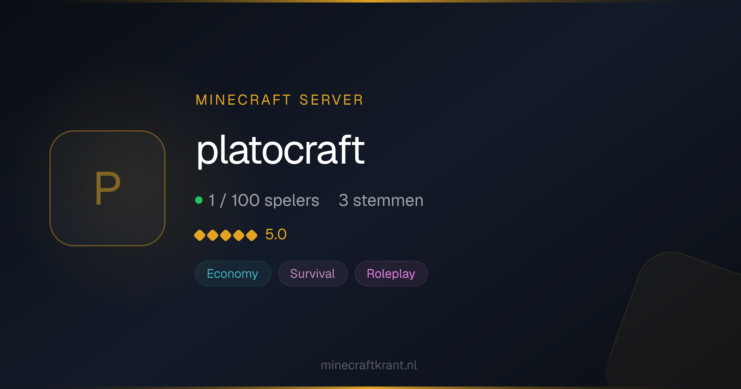 platocraft — Minecraft Server IP & Info 2026 | MinecraftKrant