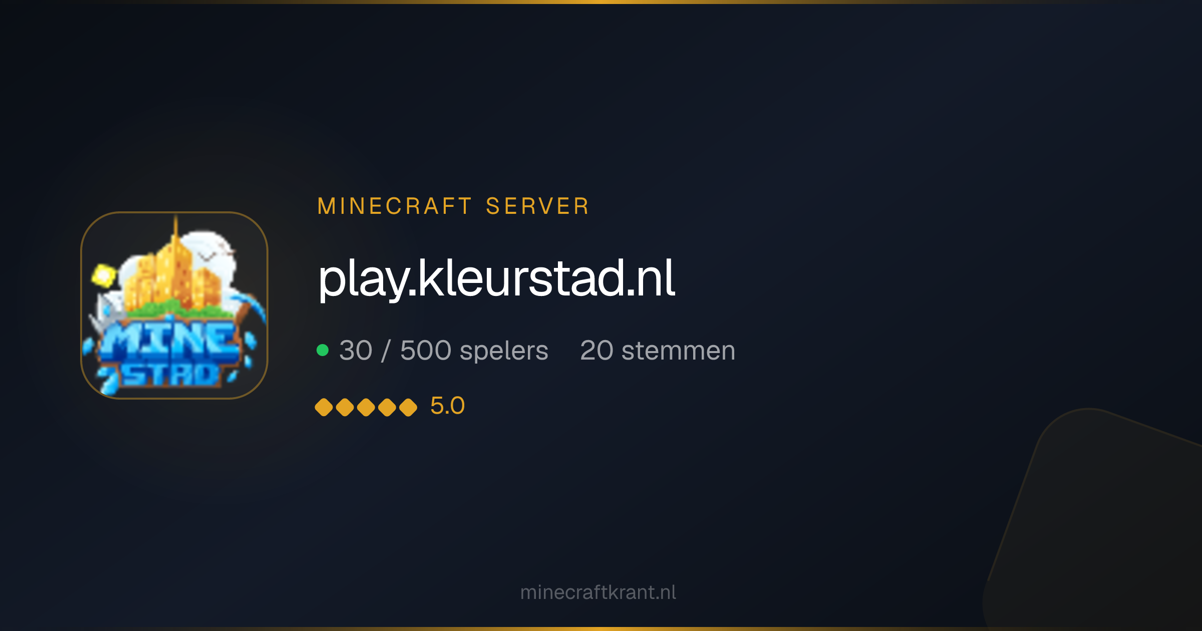 play.kleurstad.nl — Minecraft Server IP & Info 2026 | MinecraftKrant