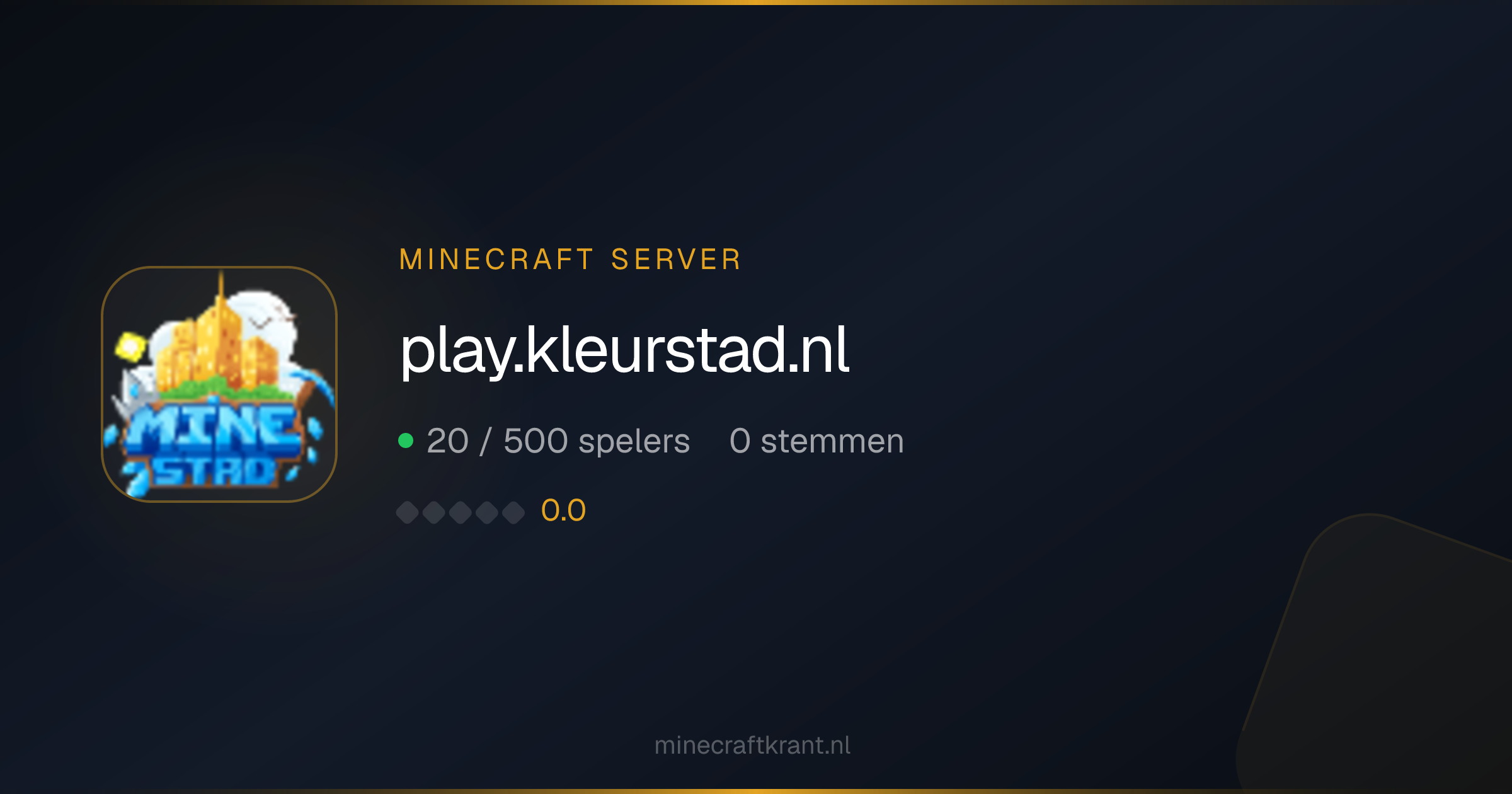 play.kleurstad.nl — Minecraft Server IP & Info 2026 | MinecraftKrant
