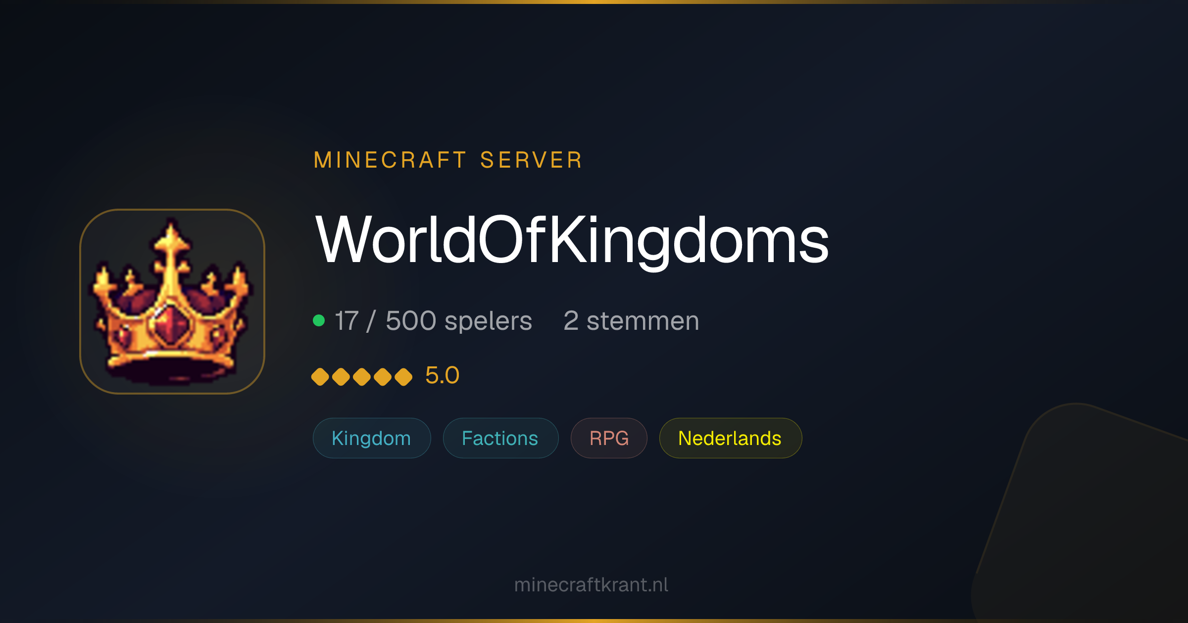 WorldOfKingdoms — Minecraft Server IP & Info 2026 | MinecraftKrant